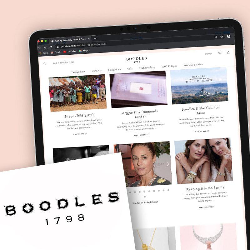 A screen grab of the Boodles blog page on an IPad.