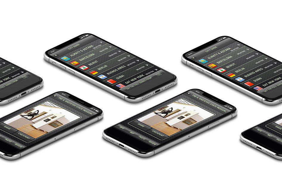 The Aston Martin App shown on multiple mobile phone screens