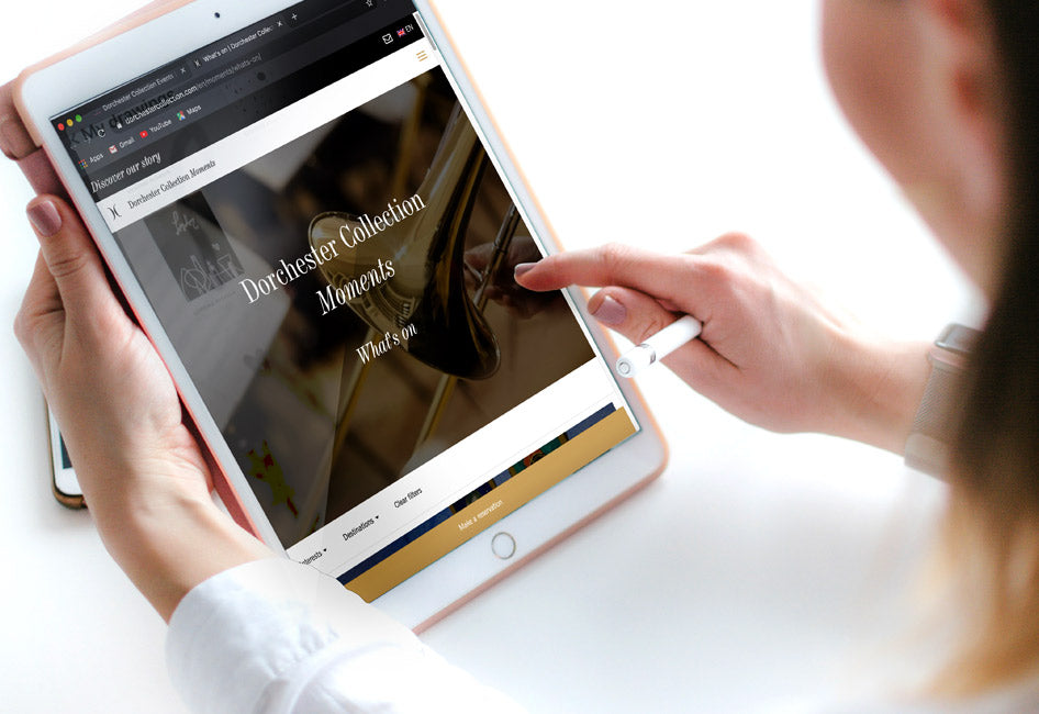 An image of The Dorchester blog page shown on an IPad screen.