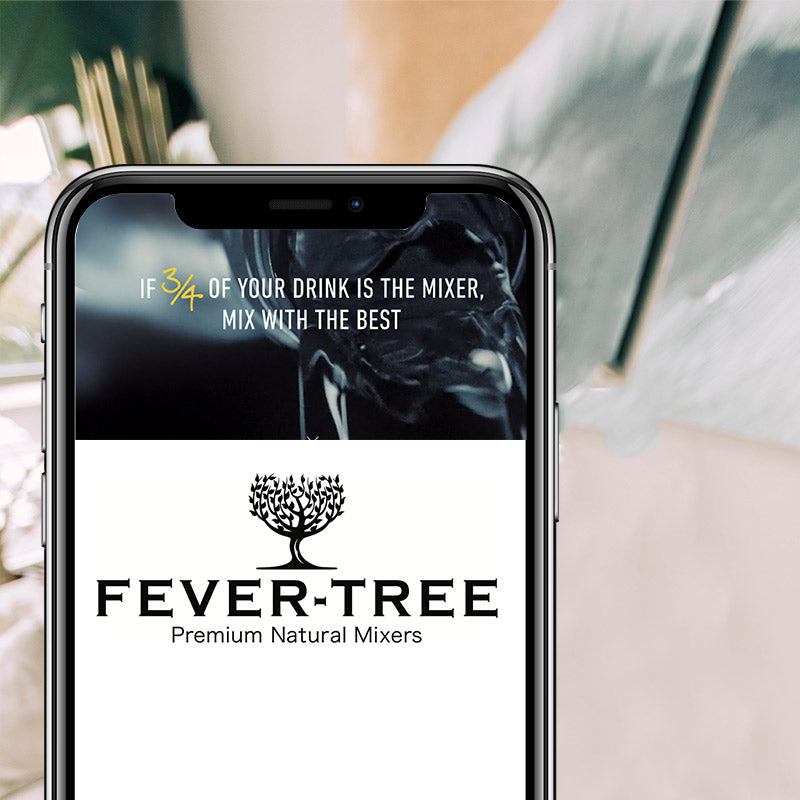 A screen grab of Fever Tree website displayed on a mobile phone screen