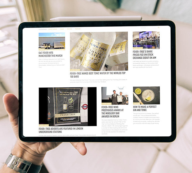 The Fever Tree blog page displayed on an IPad