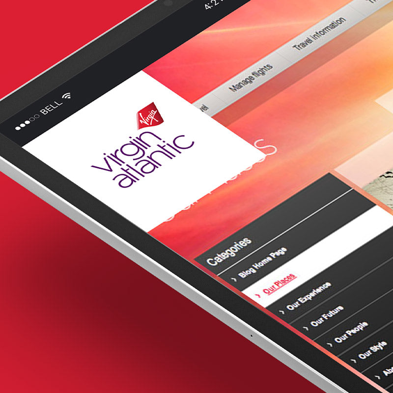 Close up image of the Virgin Atlantic blog page